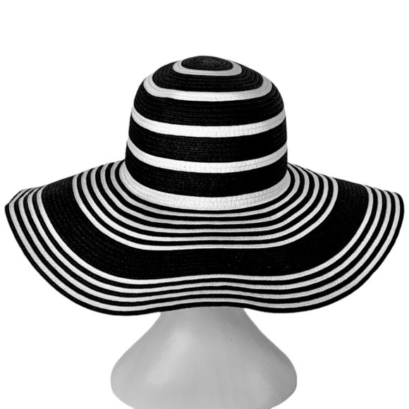 _Black and white wide brim straw sun hat from Talbots - Picture 5 of 8
